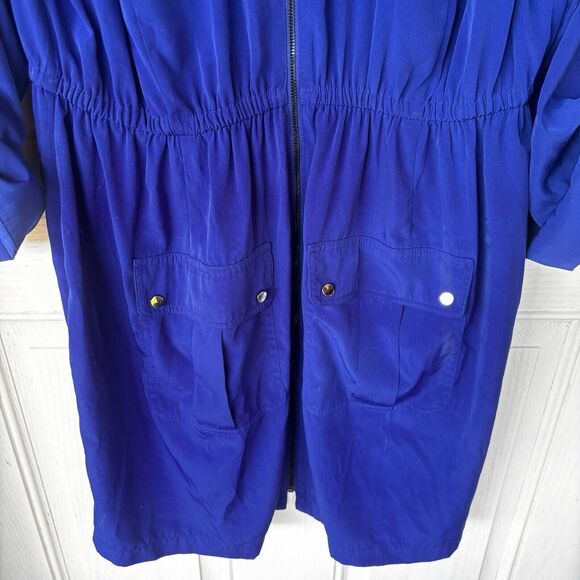 ALFANI Dress Sz 14 Royal Blue Longsleeve Zipper Pockets Casual Party Collared - Picture 4 of 7